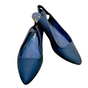 Anne Klein iflex Navy ribbed Slingback Flats comfort flat fabric size 9